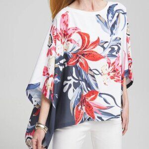 NWT Chico's Floral Poncho Blouse size S/M